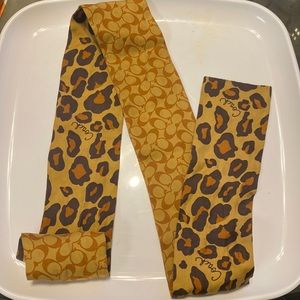 Coach Signature Print and Leopard Silk Skinny Scarf